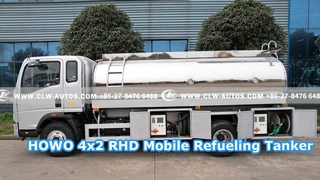 Tàu chở dầu tiếp nhiên liệu di động HOWO 4x2 RHD với thùng hợp kim nhôm được tráng gương