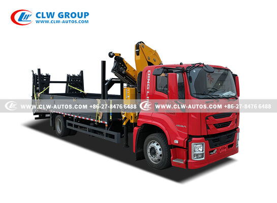 ISUZU FTR 4x2 Flatbed Truck with 6.3-Ton Knuckle Crane and 205HP Euro 6 Engine for 7,000mm Platform Transport
